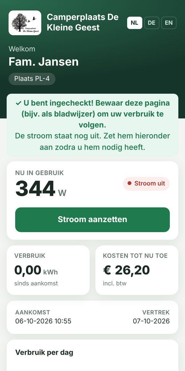 Prepaid-Guthaben im Gästeportal.