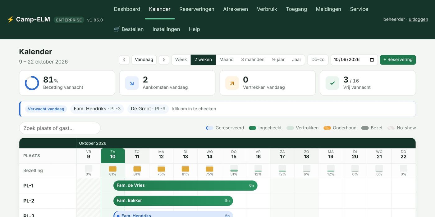 Reserveringen en kalender